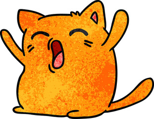 textured cartoon of cute kawaii cat