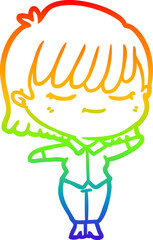 rainbow gradient line drawing cartoon woman
