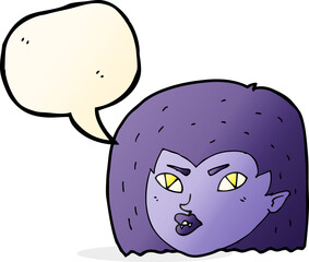 cartoon vampire face with speech bubble