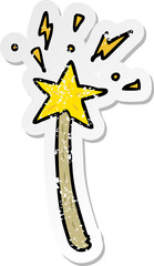 distressed sticker of a cartoon magic wand