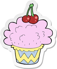 sticker of a cartoon cupcake