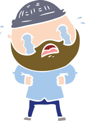flat color style cartoon bearded man crying