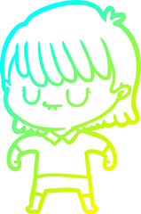 cold gradient line drawing cartoon woman