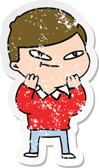 distressed sticker of a cartoon boy