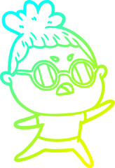 cold gradient line drawing cartoon annoyed woman