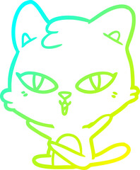 cold gradient line drawing cartoon cat