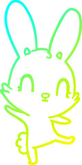cold gradient line drawing cute cartoon rabbit dancing