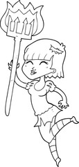 black and white cartoon devil girl