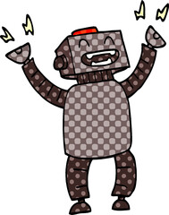 cartoon doodle happy robot