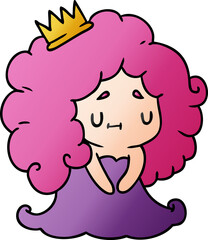 gradient cartoon of a cute kawaii princess girl