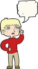 cartoon boy with question with speech bubble