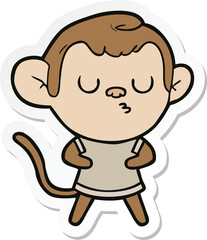 sticker of a cartoon calm monkey