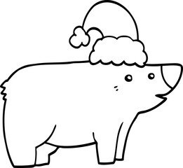 cartoon bear wearing christmas hat