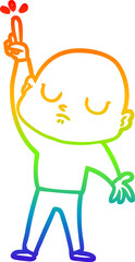 rainbow gradient line drawing cartoon bald man