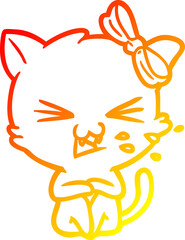 warm gradient line drawing cartoon cat