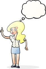cartoon pretty woman with idea with thought bubble