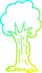 cold gradient line drawing cartoon tree