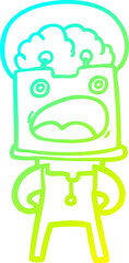 cold gradient line drawing cartoon robot