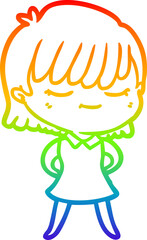 rainbow gradient line drawing cartoon woman