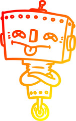 warm gradient line drawing cartoon robot