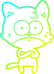 cold gradient line drawing cartoon nervous cat