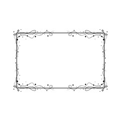 Abstract Black Simple Line Rectangular Frame Doodle Outline Element Vector Design Style Sketch Isolated Illustration For Wedding And Banner