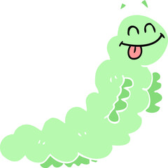 flat color illustration of a cartoon caterpillar