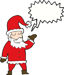 cartoon santa claus with speech bubble