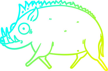 cold gradient line drawing cartoon wild boar