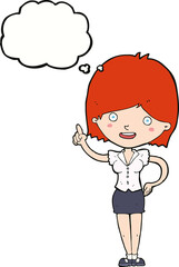 cartoon woman with idea with thought bubble