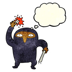 cartoon ninja with thought bubble