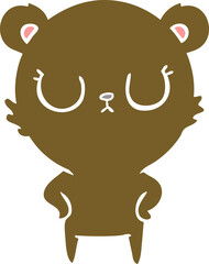 peaceful flat color style cartoon bear