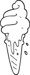 black and white cartoon ice cream cone