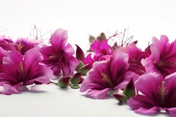 magenta flowers purple pink malves isolated white background generative ai