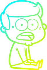 cold gradient line drawing cartoon shocked man