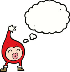 cartoon funny christmas creature with thought bubble