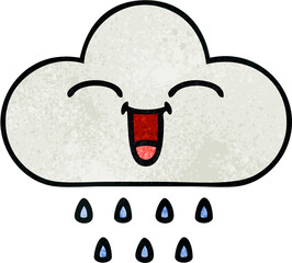 retro grunge texture cartoon rain cloud