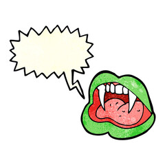 cartoon vampire lips with thought bubble