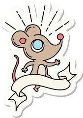 sticker of tattoo style mouse character