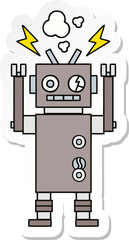 sticker of a cute cartoon malfunctioning robot