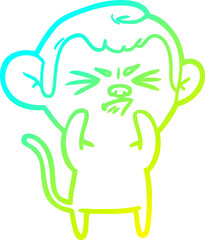 cold gradient line drawing cartoon annoyed monkey