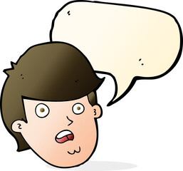 cartoon man with big chin with speech bubble