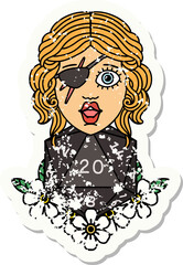 human rogue with natural twenty dice roll grunge sticker
