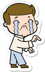 sticker of a cartoon man crying