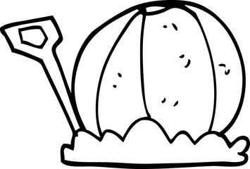 line drawing cartoon beach ball and spade