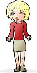cartoon woman shrugging shoulders
