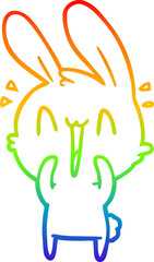 rainbow gradient line drawing cute cartoon rabbit