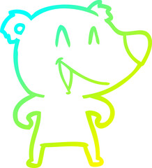 cold gradient line drawing laughing bear cartoon