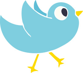 cartoon doodle bird flapping wings