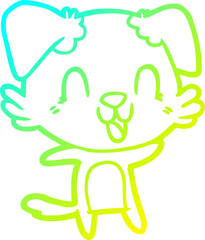 cold gradient line drawing laughing cartoon dog